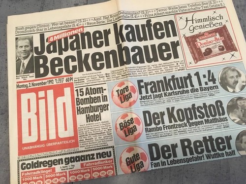 Bildzeitung bild 1992 - bild, 02.11.1992
